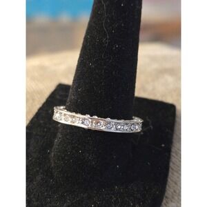 Rhodium Sterling Eternity Ring Sz 8